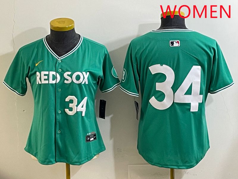 Women Boston Red Sox #34 No Name Green Joint Name Nike 2025 MLB Jersey style 2